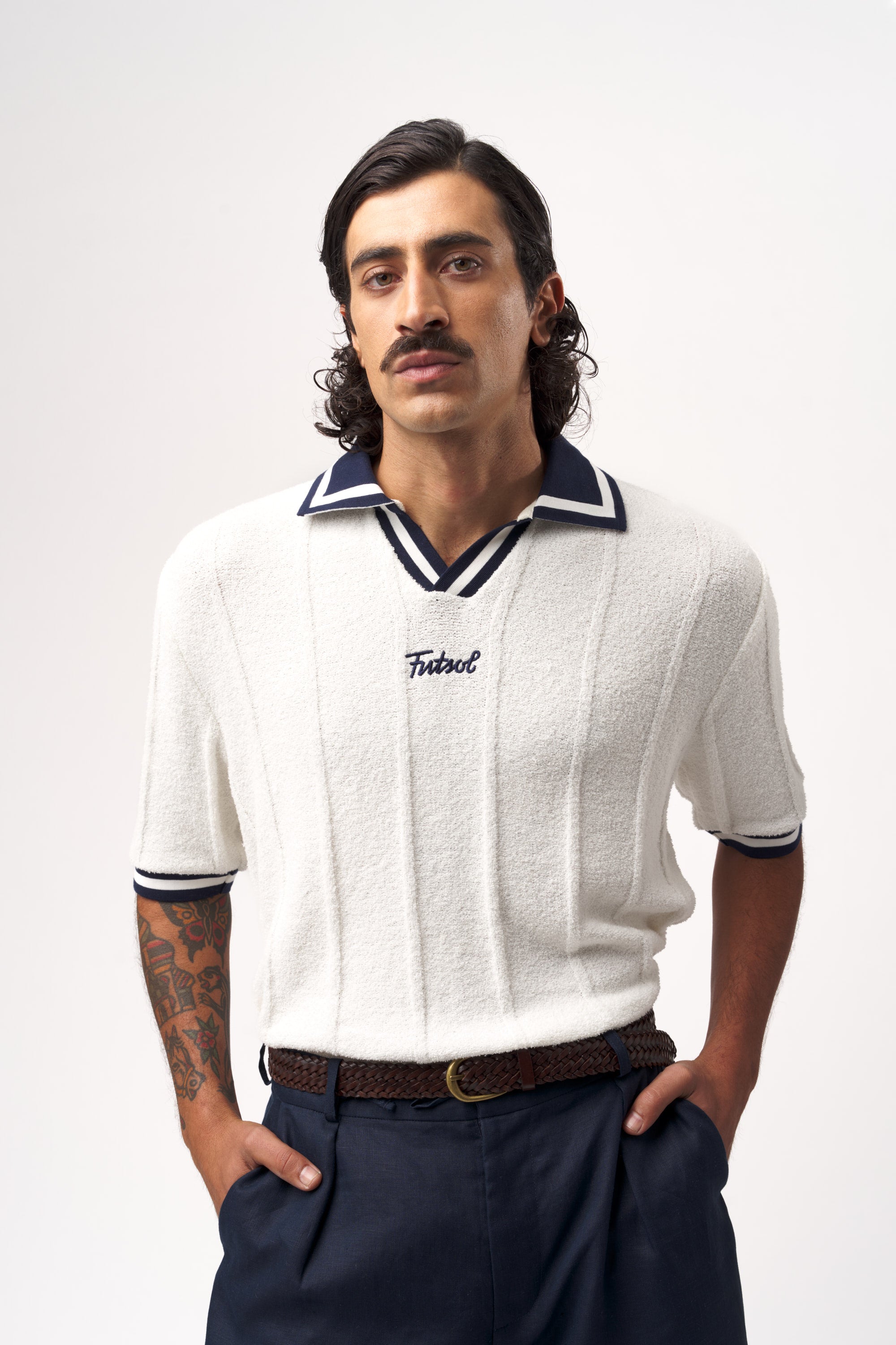 Bouclé Pinstripe Polo