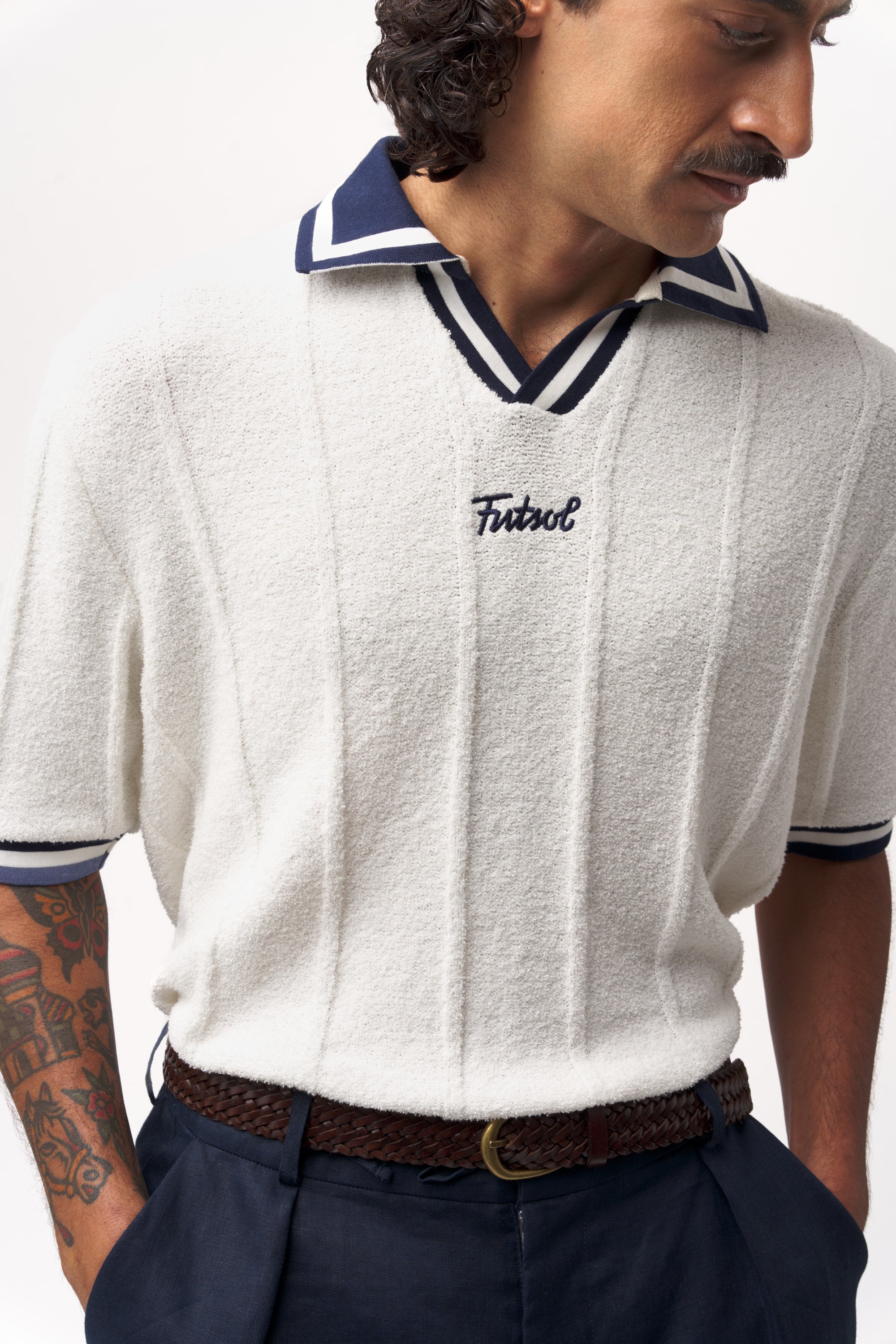Bouclé Pinstripe Polo