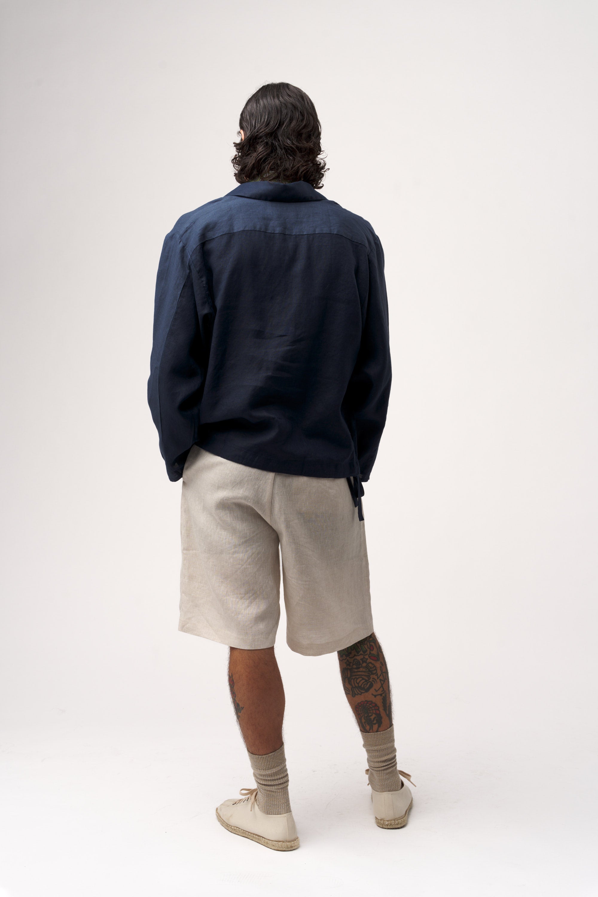 Linen Drill Top Navy