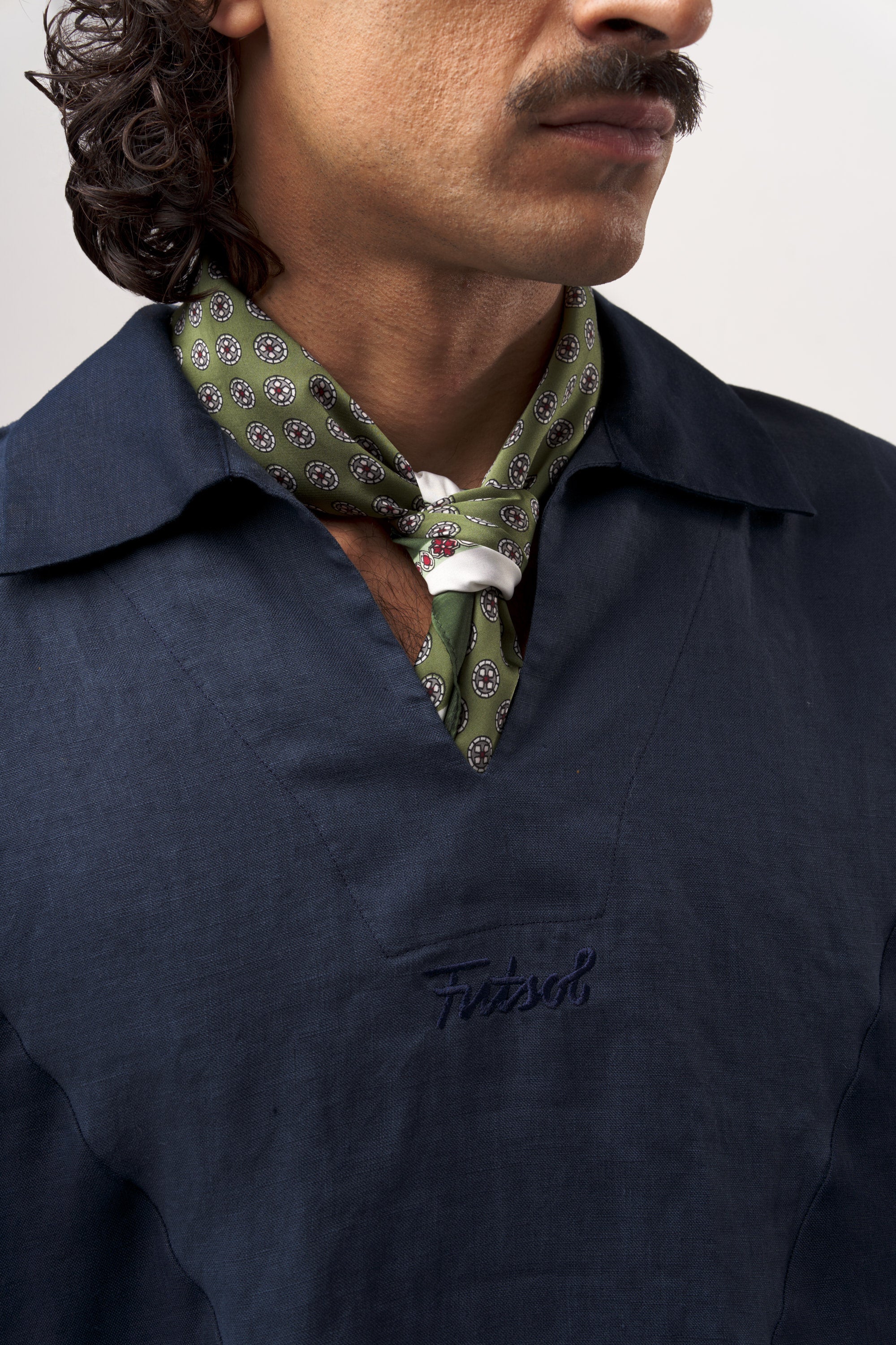 Linen Drill Top Navy